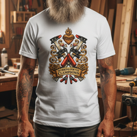 Load image into Gallery viewer, Working for the Clampdown Woodworker Tattoo Style Shirt