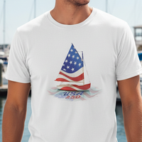 Load image into Gallery viewer, USA 250 Beetlecat Sailboat Patriotic Tee