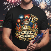 Load image into Gallery viewer, Drink the Booze Light the Fuse Fireworks Shirt