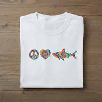 Load image into Gallery viewer, Peace Love Sharks Tie Dye Logo Tee