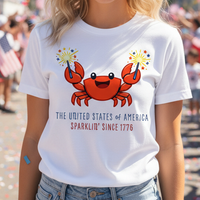 Load image into Gallery viewer, USA Sparkler Crab Shirt Sparkle Since 1776