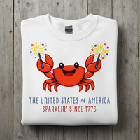 Load image into Gallery viewer, USA Sparkler Crab Kids Shirt Sparkle Since 1776