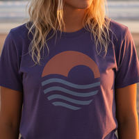 Load image into Gallery viewer, Sunset Ocean Shirt Coastal Wave Graphic Tee