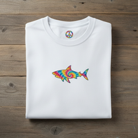 Load image into Gallery viewer, Tie Dye Colorful Great White Shark Tee